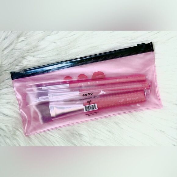 Laruce Beauty Pink Makeup Brush Set with Limited Edition Pouch / Bag, NEW in Bag - Picture 3 of 4
